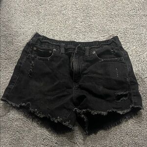 Aerie Black Distressed Women Shorts